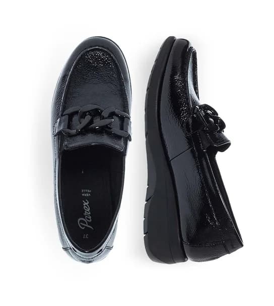 Γυναικεία Δερμάτινα Slip On Παπούτσια Parex 12930011 in Black
